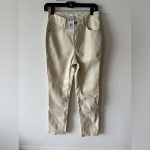 Good American Cream Faux Leather Skinny Jeans
